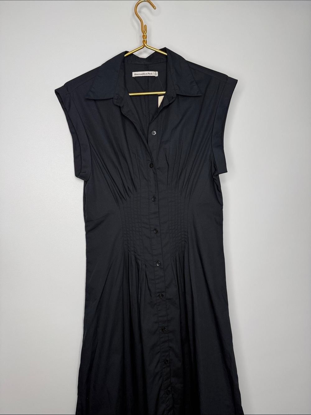 NWT Abercrombie & Fitch Black Midi Shirt Dress Size Small - Picture 6 of 11
